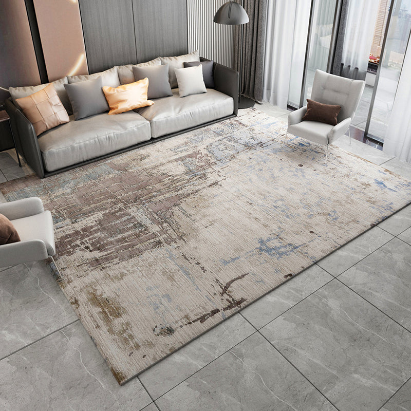 Minimalist Living Room Rug Multi Color Abstract Printed Rug Cotton Blend Anti-Slip Backing Pet Friendly Carpet Light Brown Clearhalo 'Area Rug' 'Rug' 2309360