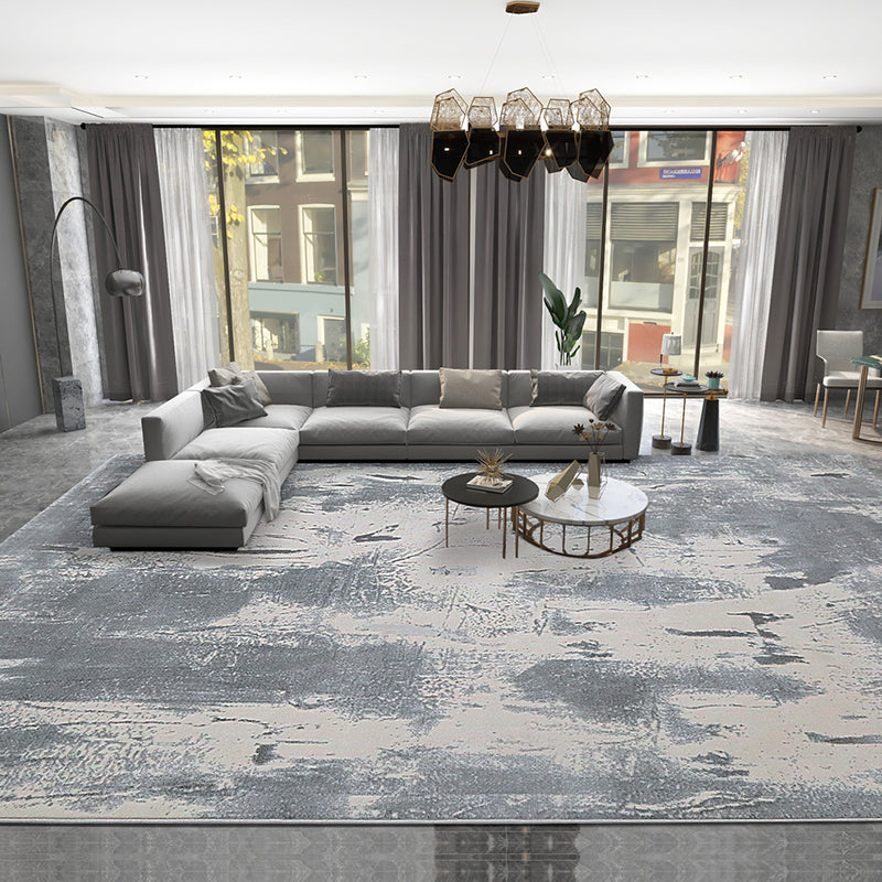 Multi Colored Comfort Rug Cotton Blend Abstract Print Indoor Rug Anti-Slip Backing Stain-Resistant Area Carpet for Parlor Dark Blue-Gray Clearhalo 'Area Rug' 'Rug' 2309365