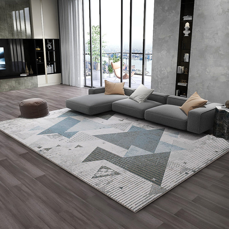 Multi Colored Comfort Rug Cotton Blend Abstract Print Indoor Rug Anti-Slip Backing Stain-Resistant Area Carpet for Parlor Light Gray-White Clearhalo 'Area Rug' 'Rug' 2309369