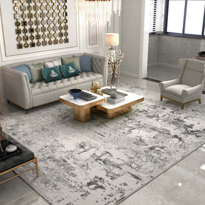 Trendy Living Room Rug Multi Colored Abstract Print Area Carpet Cotton Blend Non-Slip Backing Easy Care Rug Silver Gray Clearhalo 'Area Rug' 'Rug' 2309397