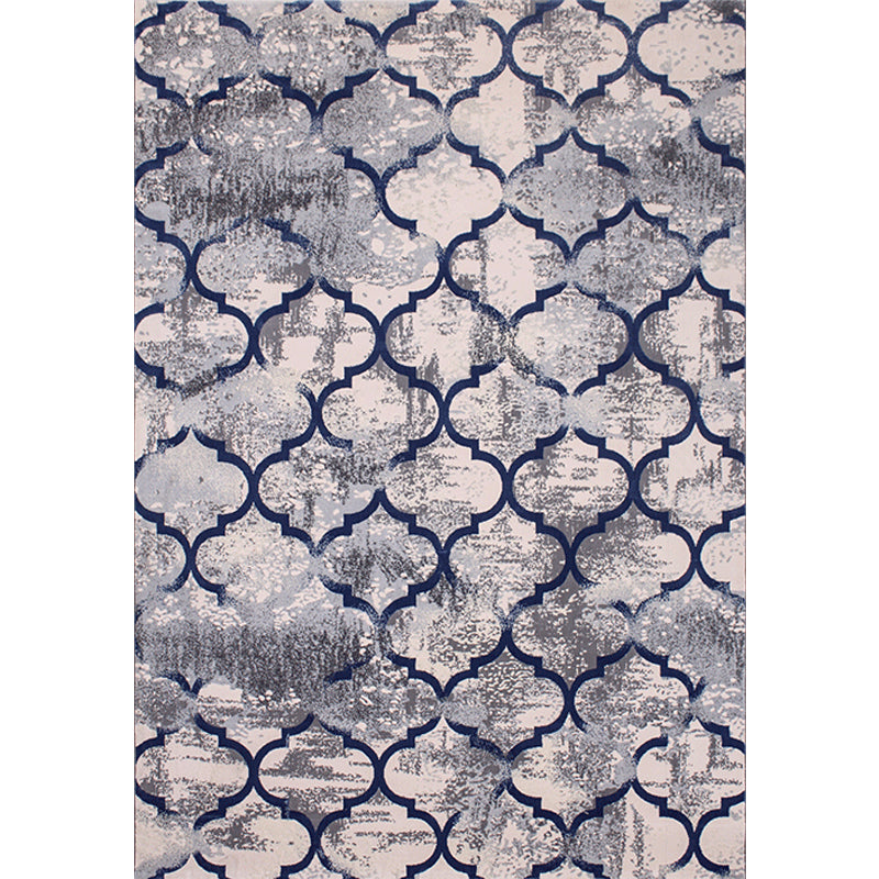 Multi Colored Industrial Rug Cotton Blend Abstract Print Indoor Rug Non-Slip Backing Pet Friendly Carpet for Living Room Blue Clearhalo 'Area Rug' 'Rug' 2309454