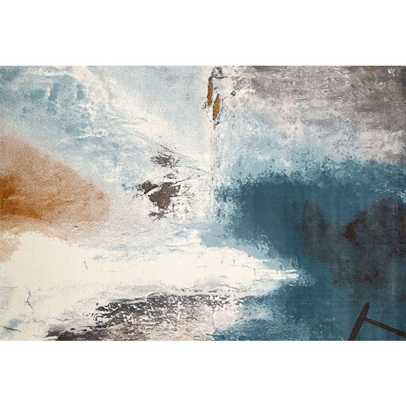 Formal Living Room Rug Multi Colored Abstract Printed Area Carpet Polyster Easy Care Pet Friendly Indoor Rug Aqua Clearhalo 'Area Rug' 'Rug' 2309473