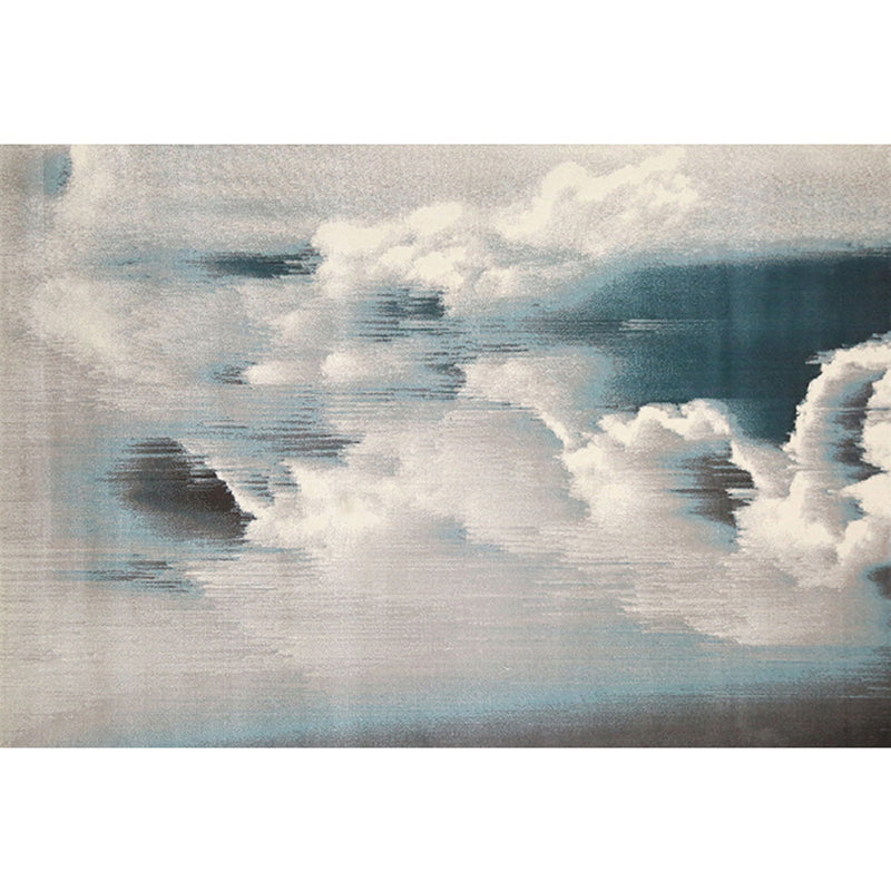 Formal Living Room Rug Multi Colored Abstract Printed Area Carpet Polyster Easy Care Pet Friendly Indoor Rug Dark Blue-White Clearhalo 'Area Rug' 'Rug' 2309474