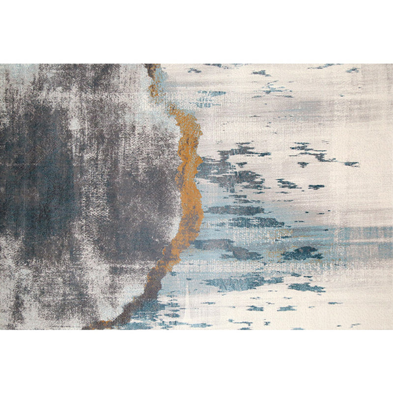 Formal Living Room Rug Multi Colored Abstract Printed Area Carpet Polyster Easy Care Pet Friendly Indoor Rug Light Blue-Black Clearhalo 'Area Rug' 'Rug' 2309477