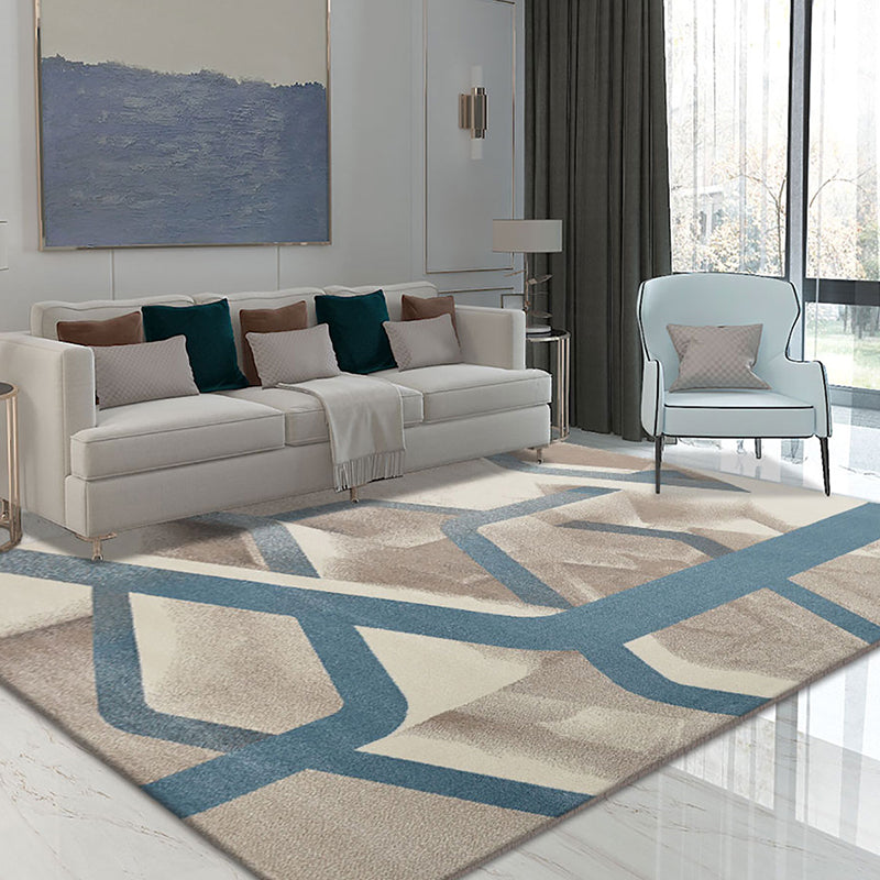 Industrial Living Room Rug Multi Colored Abstract Patterned Indoor Rug Synthetics Easy Care Pet Friendly Area Carpet Blue-Brown Clearhalo 'Area Rug' 'Rug' 2309552