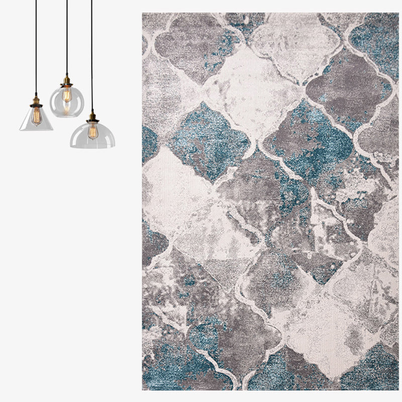 Cyberpunk Abstract Pattern Rug Multi Colored Cotton Blend Area Carpet Non-Slip Backing Pet Friendly Indoor Rug for Parlor Dark Blue-Gray Clearhalo 'Area Rug' 'Rug' 2309580