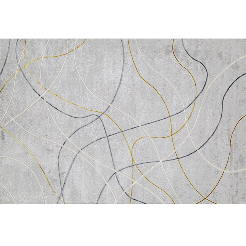 Modern Living Room Rug Multi Colored Abstract Printed Indoor Rug Polyster Easy Care Machine Washable Area Carpet Silver Gray 5'3" x 7'7" Clearhalo 'Area Rug' 'Rug' 2309612