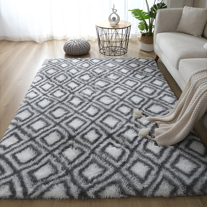Casual Geometric Print Rug Multi Colored Polyster Indoor Rug Non-Slip Backing Pet Friendly Area Carpet for Living Room Black-White Clearhalo 'Area Rug' 'Casual' 'Rugs' Rug' 2309633
