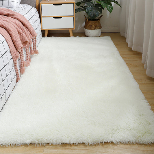 Multi Colored Simple Rug Polypropylene Solid-Color Area Carpet Anti-Slip Backing Pet Friendly Indoor Rug for Bedroom White Clearhalo 'Area Rug' 'Casual' 'Rugs' Rug' 2309678