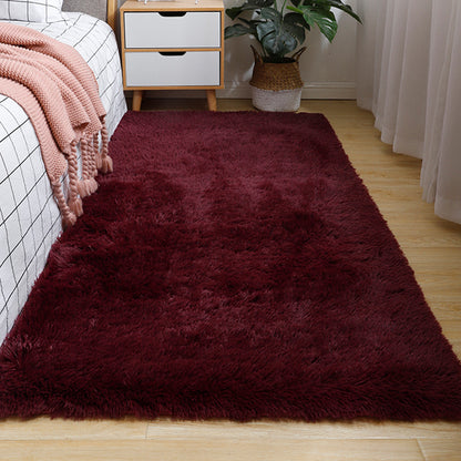 Multi Colored Simple Rug Polypropylene Solid-Color Area Carpet Anti-Slip Backing Pet Friendly Indoor Rug for Bedroom Dark Red Clearhalo 'Area Rug' 'Casual' 'Rugs' Rug' 2309680