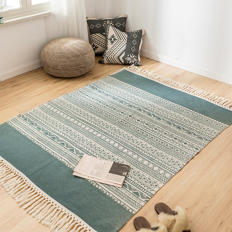 Multi Colored Decoration Rug Bohemian Geometric Print Indoor Rug Jute Easy Care Pet Friendly Area Carpet with Fringe Clearhalo 'Area Rug' 'Bohemian' 'Rugs' Rug' 2309773