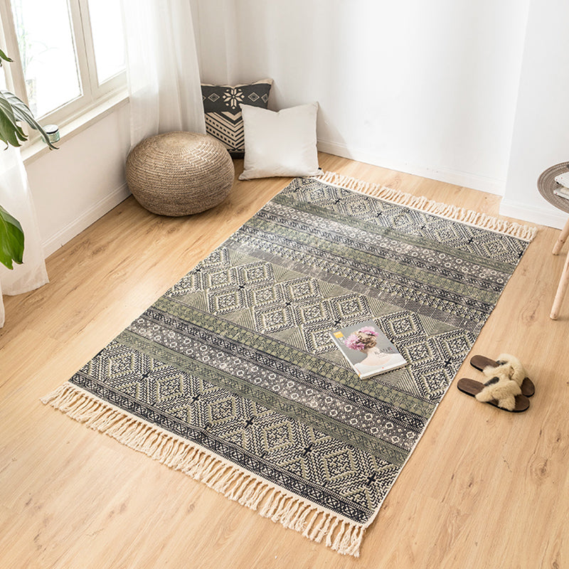 Multi Colored Decoration Rug Bohemian Geometric Print Indoor Rug Jute Easy Care Pet Friendly Area Carpet with Fringe Grey 3'11" x 5'7" Clearhalo 'Area Rug' 'Bohemian' 'Rugs' Rug' 2309781