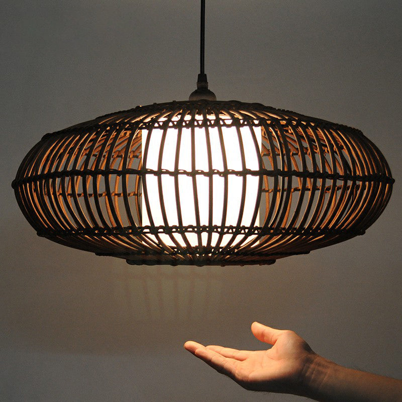 Lantern Hanging Light Fixture Chinese Bamboo 1-Light Suspension Lighting for Dining Room Clearhalo 'Ceiling Lights' 'Modern Pendants' 'Modern' 'Pendant Lights' 'Pendants' Lighting' 2310589