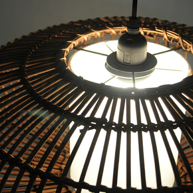 Lantern Hanging Light Fixture Chinese Bamboo 1-Light Suspension Lighting for Dining Room Clearhalo 'Ceiling Lights' 'Modern Pendants' 'Modern' 'Pendant Lights' 'Pendants' Lighting' 2310592