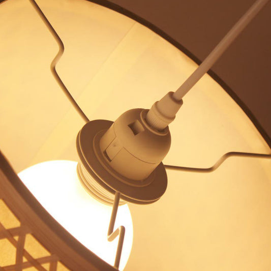 1 Bulb Restaurant Pendant Ceiling Light Simplicity Beige Pendulum Light with Cylinder Bamboo Shade Clearhalo 'Ceiling Lights' 'Pendant Lights' 'Pendants' Lighting' 2310655
