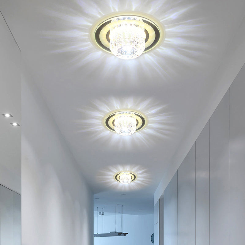 Donut LED Flush Mount Lighting Contemporary Cut-Crystal Clear Ceiling Mount Light for Entryway Clear White Clearhalo 'Ceiling Lights' 'Close To Ceiling Lights' 'Close to ceiling' 'Flush mount' Lighting' 2310722