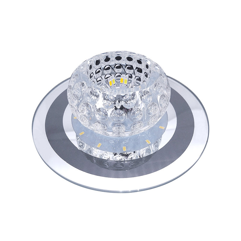 Donut LED Flush Mount Lighting Contemporary Cut-Crystal Clear Ceiling Mount Light for Entryway Clearhalo 'Ceiling Lights' 'Close To Ceiling Lights' 'Close to ceiling' 'Flush mount' Lighting' 2310724