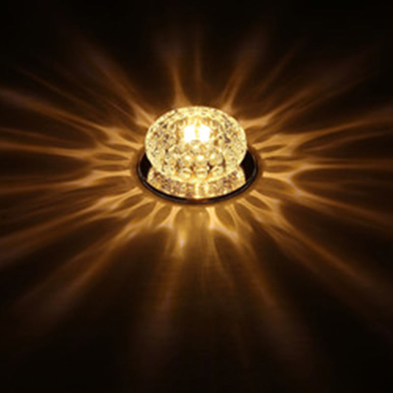 Living Room LED Mini Spotlight Decorative Flush Mount Ceiling Light with Circular Clear Crystal Shade Clear Warm Clearhalo 'Ceiling Lights' 'Close To Ceiling Lights' 'Close to ceiling' 'Flush mount' Lighting' 2310728