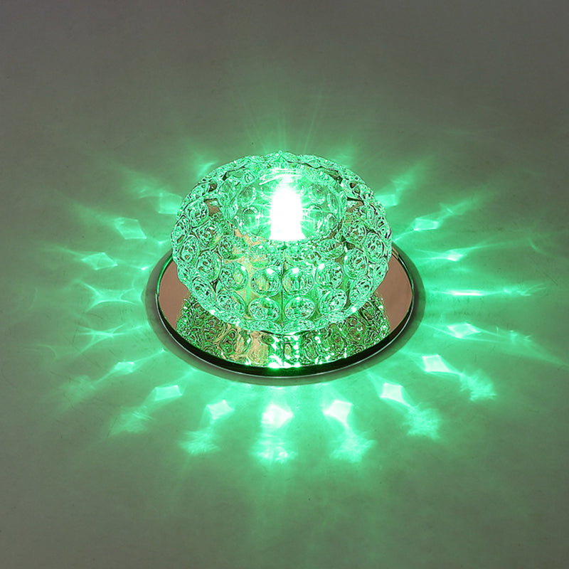 Living Room LED Mini Spotlight Decorative Flush Mount Ceiling Light with Circular Clear Crystal Shade Clear Green Clearhalo 'Ceiling Lights' 'Close To Ceiling Lights' 'Close to ceiling' 'Flush mount' Lighting' 2310731