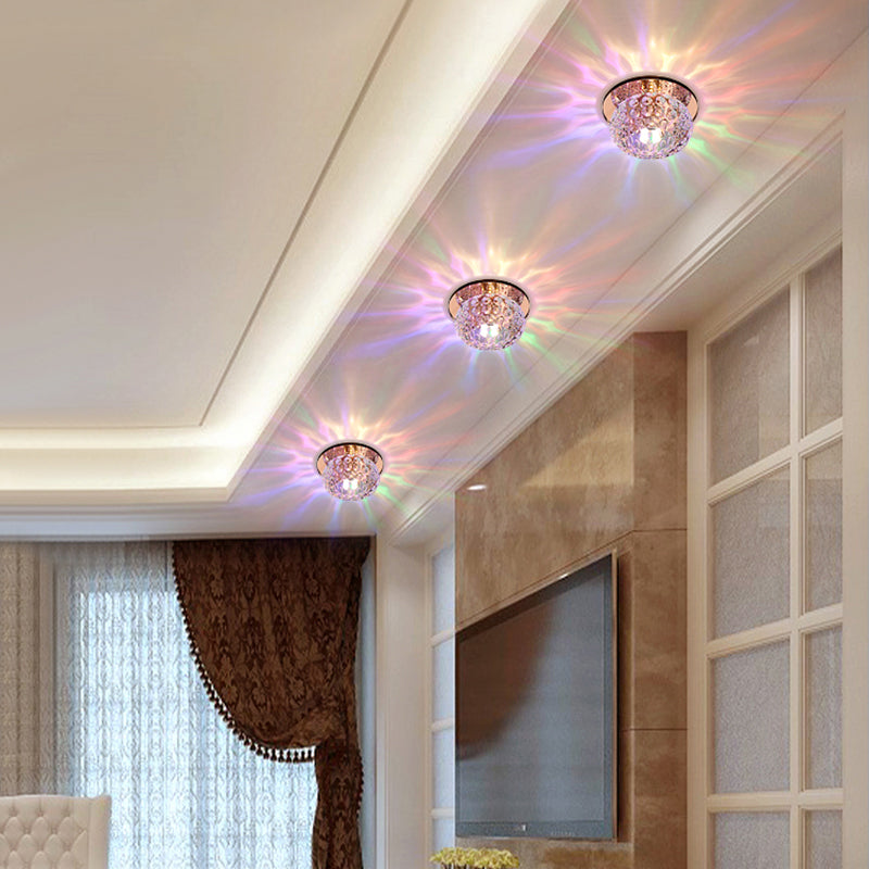 Living Room LED Mini Spotlight Decorative Flush Mount Ceiling Light with Circular Clear Crystal Shade Clearhalo 'Ceiling Lights' 'Close To Ceiling Lights' 'Close to ceiling' 'Flush mount' Lighting' 2310732