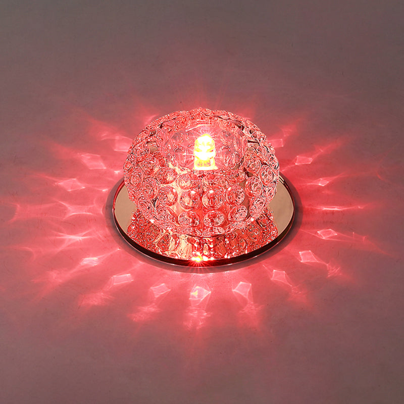 Living Room LED Mini Spotlight Decorative Flush Mount Ceiling Light with Circular Clear Crystal Shade Clear Red Clearhalo 'Ceiling Lights' 'Close To Ceiling Lights' 'Close to ceiling' 'Flush mount' Lighting' 2310733