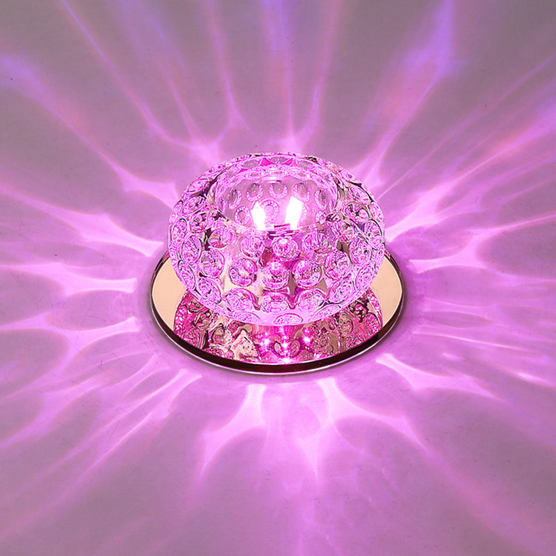Living Room LED Mini Spotlight Decorative Flush Mount Ceiling Light with Circular Clear Crystal Shade Clear Pink Clearhalo 'Ceiling Lights' 'Close To Ceiling Lights' 'Close to ceiling' 'Flush mount' Lighting' 2310735