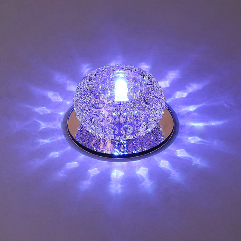 Living Room LED Mini Spotlight Decorative Flush Mount Ceiling Light with Circular Clear Crystal Shade Clear Blue Clearhalo 'Ceiling Lights' 'Close To Ceiling Lights' 'Close to ceiling' 'Flush mount' Lighting' 2310737