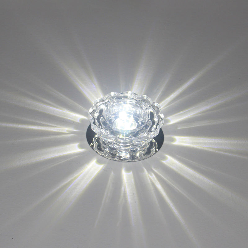 Clear Crystal Scalloped Ceiling Lighting Simplicity Stainless Steel LED Flush-Mount Light Clear White Clearhalo 'Ceiling Lights' 'Close To Ceiling Lights' 'Close to ceiling' 'Flush mount' Lighting' 2310755