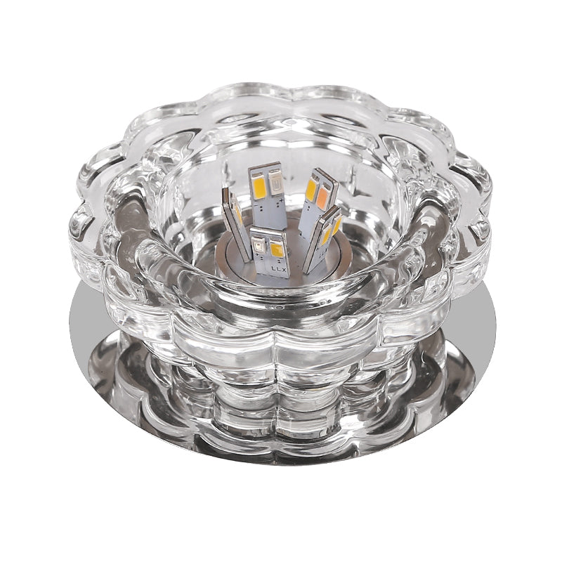 Clear Crystal Scalloped Ceiling Lighting Simplicity Stainless Steel LED Flush-Mount Light Clearhalo 'Ceiling Lights' 'Close To Ceiling Lights' 'Close to ceiling' 'Flush mount' Lighting' 2310756