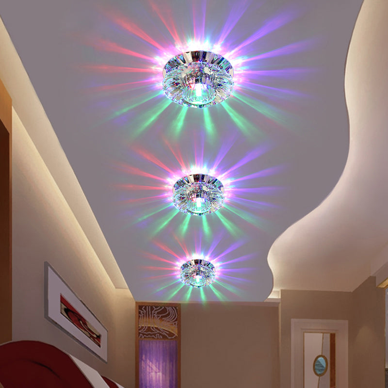 Simplicity LED Flush Mount Lamp Stainless Steel Flower Flush Ceiling Light with Clear Crystal Shade Clearhalo 'Ceiling Lights' 'Close To Ceiling Lights' 'Close to ceiling' 'Flush mount' Lighting' 2310759