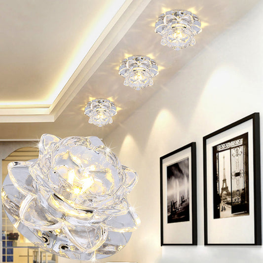 Clear Lotus Flush Mount Led Light Minimalism Crystal Ceiling Mounted Light for Passageway Clearhalo 'Ceiling Lights' 'Close To Ceiling Lights' 'Close to ceiling' 'Flush mount' Lighting' 2310770
