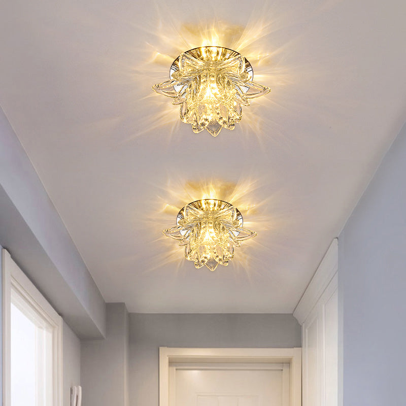 Contemporary Lotus Blossom Ceiling Flush Light Clear Crystal Corridor LED Flush Mount Fixture Clearhalo 'Ceiling Lights' 'Close To Ceiling Lights' 'Close to ceiling' 'Flush mount' Lighting' 2310777