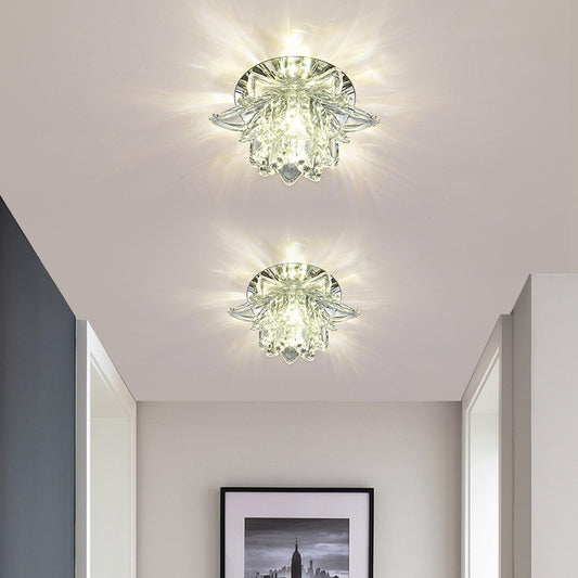 Contemporary Lotus Blossom Ceiling Flush Light Clear Crystal Corridor LED Flush Mount Fixture Clearhalo 'Ceiling Lights' 'Close To Ceiling Lights' 'Close to ceiling' 'Flush mount' Lighting' 2310779