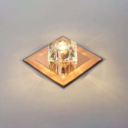 Beveled K9 Crystal Floweret Flushmount Lighting Simplicity LED Ceiling Mount Light for Hallway Tan Clearhalo 'Ceiling Lights' 'Close To Ceiling Lights' 'Close to ceiling' 'Flush mount' Lighting' 2310786