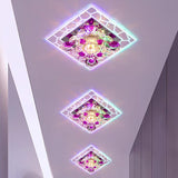 Flower Crystal Square Ceiling Lamp Contemporary Clear LED Flush Mounted Lamp for Hall Clear Multi Color Clearhalo 'Ceiling Lights' 'Close To Ceiling Lights' 'Close to ceiling' 'Flush mount' Lighting' 2310796