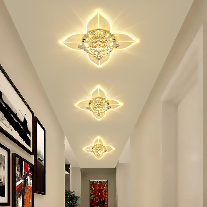 Petals Foyer LED Ceiling Light Flower Crystal Modernist Flush-Mount Light Fixture Clearhalo 'Ceiling Lights' 'Close To Ceiling Lights' 'Close to ceiling' 'Flush mount' Lighting' 2310799