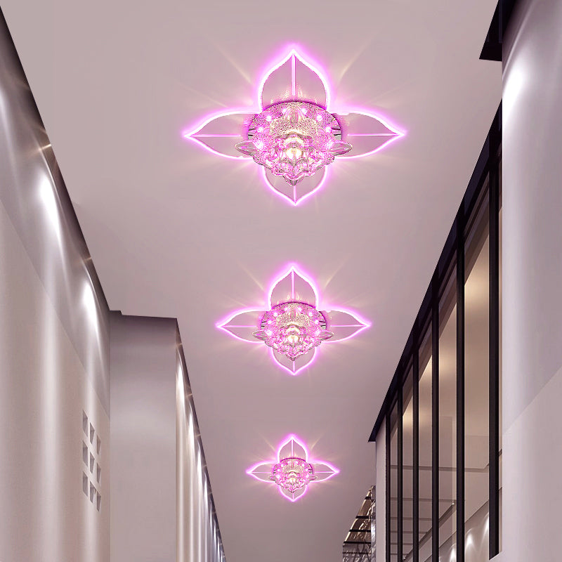 Petals Foyer LED Ceiling Light Flower Crystal Modernist Flush-Mount Light Fixture Clearhalo 'Ceiling Lights' 'Close To Ceiling Lights' 'Close to ceiling' 'Flush mount' Lighting' 2310804