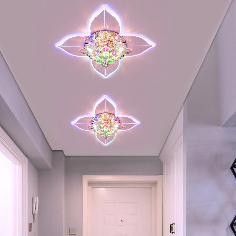 Petals Foyer LED Ceiling Light Flower Crystal Modernist Flush-Mount Light Fixture Clearhalo 'Ceiling Lights' 'Close To Ceiling Lights' 'Close to ceiling' 'Flush mount' Lighting' 2310806