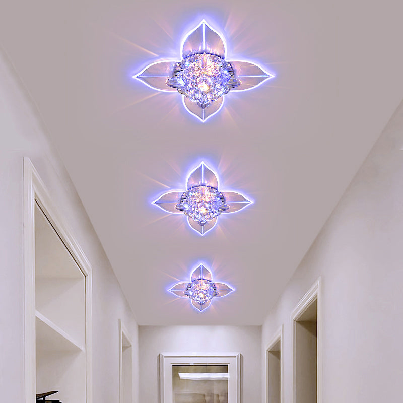 Petals Foyer LED Ceiling Light Flower Crystal Modernist Flush-Mount Light Fixture Clearhalo 'Ceiling Lights' 'Close To Ceiling Lights' 'Close to ceiling' 'Flush mount' Lighting' 2310807
