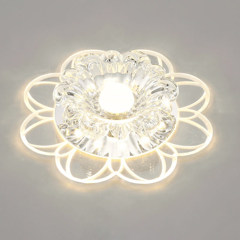 Modern Flower Shape Flush Mount Ceiling Lighting Fixture Clear Crystal Aisle LED Flush Mounted Lamp Clear L Clearhalo 'Ceiling Lights' 'Close To Ceiling Lights' 'Close to ceiling' 'Flush mount' Lighting' 2310811
