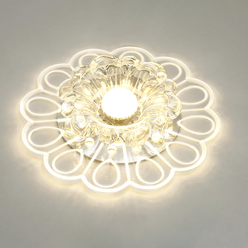 Modern Flower Shape Flush Mount Ceiling Lighting Fixture Clear Crystal Aisle LED Flush Mounted Lamp Clear H Clearhalo 'Ceiling Lights' 'Close To Ceiling Lights' 'Close to ceiling' 'Flush mount' Lighting' 2310813