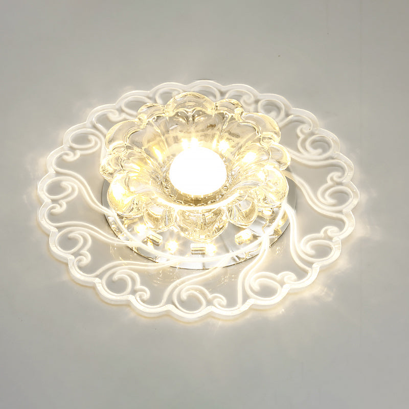 Modern Flower Shape Flush Mount Ceiling Lighting Fixture Clear Crystal Aisle LED Flush Mounted Lamp Clear F Clearhalo 'Ceiling Lights' 'Close To Ceiling Lights' 'Close to ceiling' 'Flush mount' Lighting' 2310816