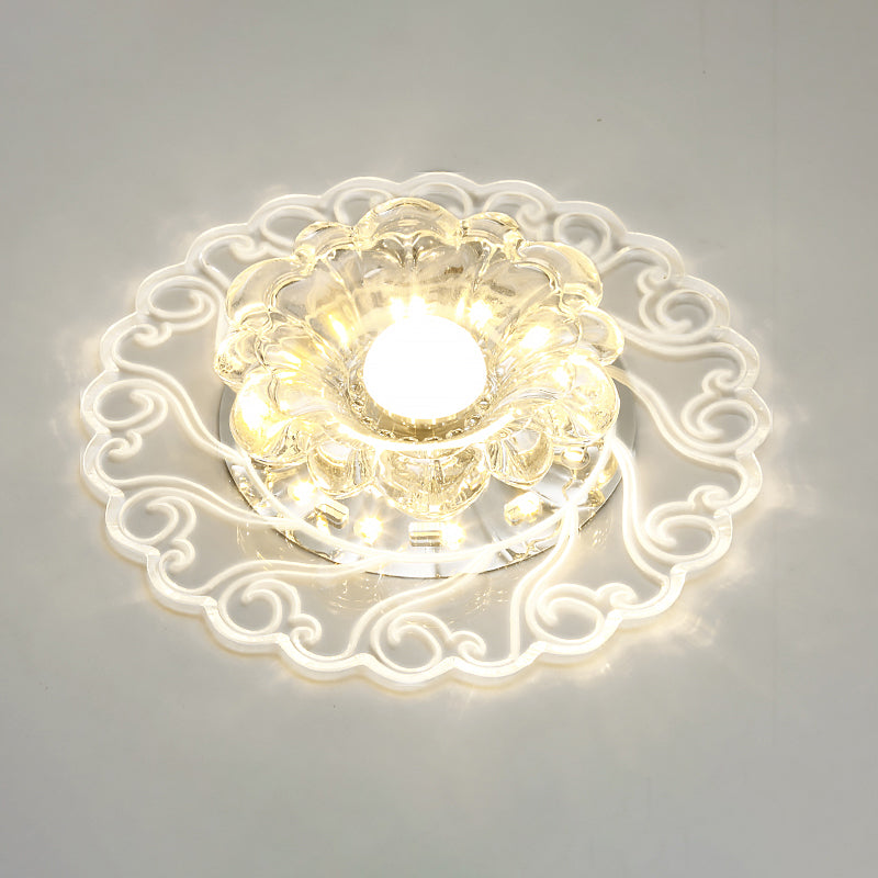 Modern Flower Shape Flush Mount Ceiling Lighting Fixture Clear Crystal Aisle LED Flush Mounted Lamp Clear F Clearhalo 'Ceiling Lights' 'Close To Ceiling Lights' 'Close to ceiling' 'Flush mount' Lighting' 2310816