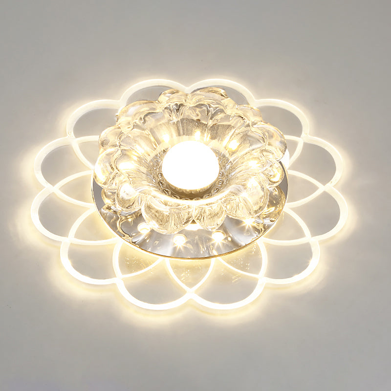 Modern Flower Shape Flush Mount Ceiling Lighting Fixture Clear Crystal Aisle LED Flush Mounted Lamp Clear I Clearhalo 'Ceiling Lights' 'Close To Ceiling Lights' 'Close to ceiling' 'Flush mount' Lighting' 2310818