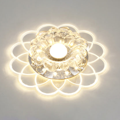 Modern Flower Shape Flush Mount Ceiling Lighting Fixture Clear Crystal Aisle LED Flush Mounted Lamp Clear I Clearhalo 'Ceiling Lights' 'Close To Ceiling Lights' 'Close to ceiling' 'Flush mount' Lighting' 2310818