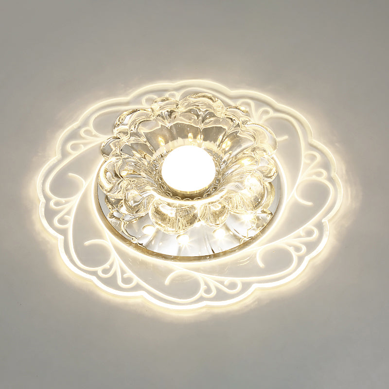 Modern Flower Shape Flush Mount Ceiling Lighting Fixture Clear Crystal Aisle LED Flush Mounted Lamp Clear B Clearhalo 'Ceiling Lights' 'Close To Ceiling Lights' 'Close to ceiling' 'Flush mount' Lighting' 2310819