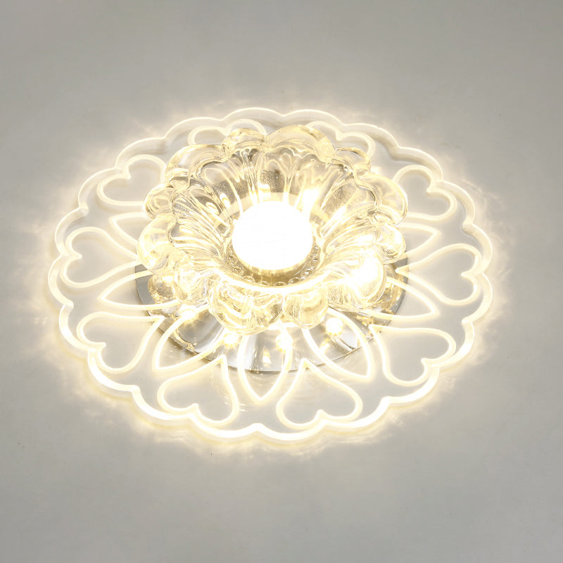 Modern Flower Shape Flush Mount Ceiling Lighting Fixture Clear Crystal Aisle LED Flush Mounted Lamp Clear G Clearhalo 'Ceiling Lights' 'Close To Ceiling Lights' 'Close to ceiling' 'Flush mount' Lighting' 2310821