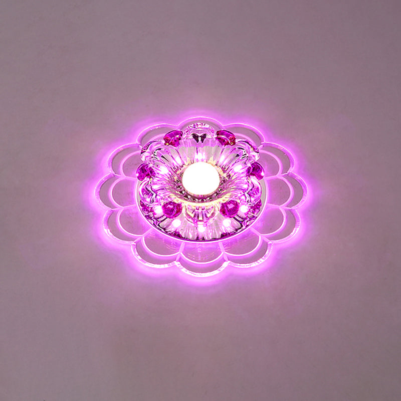 Scalloped Flush Mount Recessed Lighting Modern Crystal Clear LED Ceiling Fixture for Corridor Clear Pink Clearhalo 'Ceiling Lights' 'Close To Ceiling Lights' 'Close to ceiling' 'Flush mount' Lighting' 2310831