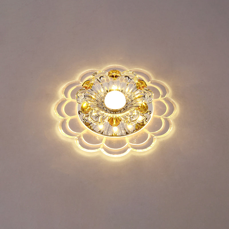 Scalloped Flush Mount Recessed Lighting Modern Crystal Clear LED Ceiling Fixture for Corridor Clear Warm Clearhalo 'Ceiling Lights' 'Close To Ceiling Lights' 'Close to ceiling' 'Flush mount' Lighting' 2310834