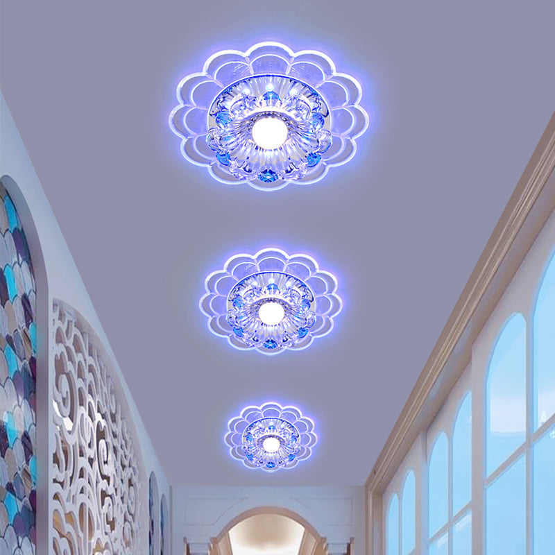 Scalloped Flush Mount Recessed Lighting Modern Crystal Clear LED Ceiling Fixture for Corridor Clearhalo 'Ceiling Lights' 'Close To Ceiling Lights' 'Close to ceiling' 'Flush mount' Lighting' 2310836